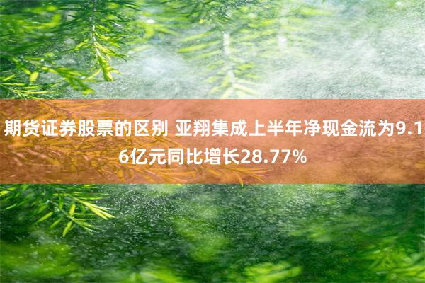 期货证券股票的区别 亚翔集成上半年净现金流为9.16亿元同比增长28.77%