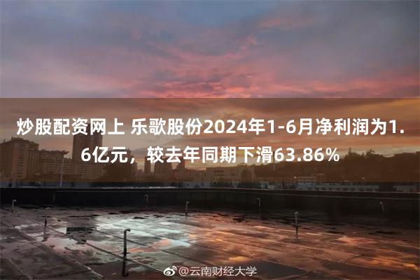 炒股配资网上 乐歌股份2024年1-6月净利润为1.6亿元，较去年同期下滑63.86%