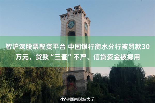 智沪深股票配资平台 中国银行衡水分行被罚款30万元，贷款“三查”不严、信贷资金被挪用