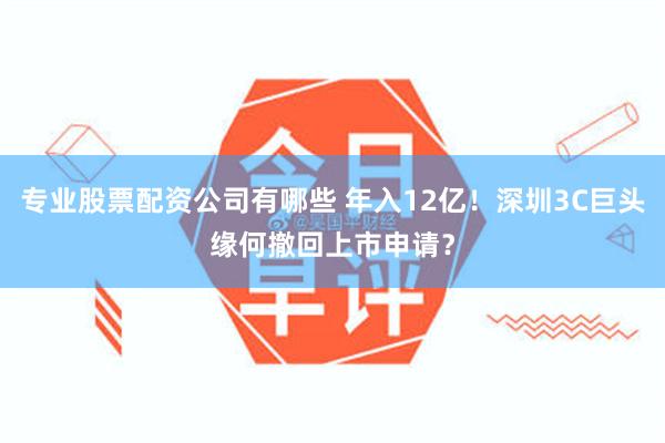 专业股票配资公司有哪些 年入12亿！深圳3C巨头缘何撤回上市申请？