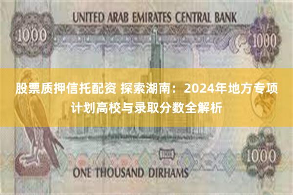 股票质押信托配资 探索湖南：2024年地方专项计划高校与录取分数全解析